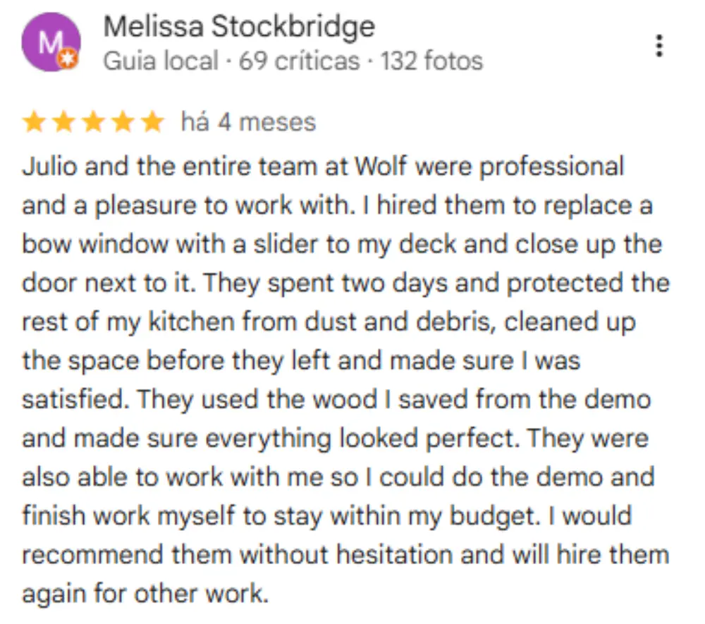 Google review — Melissa Stockbridge, 5 stars