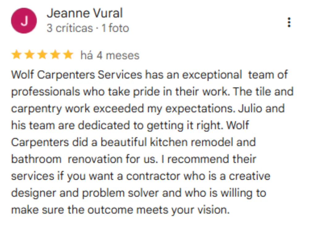 Google review — Jeanne Vural, 5 stars